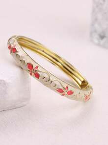 1 chiếc vòng tay hoa văn tráng men nhiều màu sắc cổ điển, vòng tay hở hình học màu hồng quyến rũ, quà tặng cho mẹ và bạn bè, thích hợp cho sử dụng hàng ngày, đi nghỉ mát, dự tiệc. - Nhiều màu - Xem 16