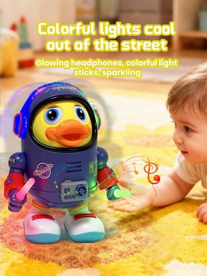 Glowing, Singing, Walking, Dancing Space Duck Robot Toy, Suitable As Birthday Gift For Infants, Toddlers And Children