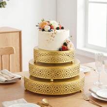 Senmeo Elegant 3pcs Golden Cake Stand Set - Perfect For Birthdays, Weddings & Celebrations | Durable Metal Display Stands - Vàng - Xem 5