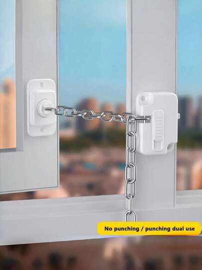 1pc Window Cabinet Refrigerator Chain Lock, Window Chain Lock Sliding Door Limiter, High-Rise Anti Fall Protection Lock Buckle, Child Safety Lock, Upgraded Window Lock, Anti-Theft And Anti Pry, Preventing Children From Opening Windows, Safety Lock Card No Need To Drill Holes, Home Decoration, Holiday Parties, Baby Protective Equipment, Women's Gifts