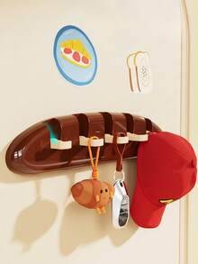 可爱法棍造型墙钩，免钻孔粘贴式衣帽架，带L型挂钩，节省空间，适用于厨房、玄关和浴室 - 彩色 - 查看 5