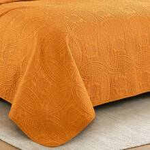 Austin Oversized Bedspread Set 3-Piece Ultrasonic Quilted Soft Lightweight Microfiber Coverlet For All Season - 橘色 - 查看 2