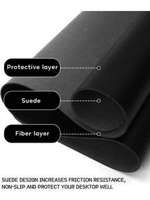 1Pc PU Leather Desk Protector Mat, Large Anti-Slip Extended Mouse Pad, Solid Color Waterproof Laptop Table Cover, Extra Big Desktop Writing Pad, Stylish Workspace Accessory, Aesthetic Desk Storage Protective Mat Suitable For Home Office Daily Use - Black - View 5