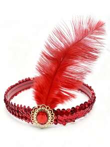 1pc Polyester Sequin Headband, 1920s Style Headpiece, Suitable For Single Ladies Halloween Party, Costume Play, Retro Party, Christmas, Wedding - Multicolor - View 15