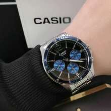 Casio 卡西欧 MTP-1374D-2A 男士计时腕表 蓝色表盘 不锈钢表带 50米防水 石英腕表 - 均碼 - 查看 2