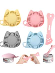 2026 New Thickened Pet Feeding Set, Cat Can Spoon And Lid, 2-In-1 Multifunctional Spoon, Cat Tail Tube Squeezer, Can Opener, Cat Paw Design Suitable For Cats And Dogs - Multicolor - View 6