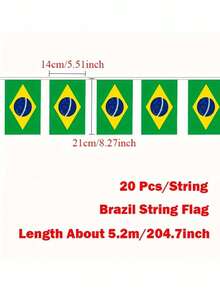 32.8ft/26.24ft/19.68ft Cờ treo Brazil mini - Biểu ngữ cờ thế giới thu nhỏ phù hợp cho tiệc, sự kiện, lớp học, vườn và lễ hội. Trang trí theo mùa, biểu ngữ tiệc chủ đề World Cup, trang trí không khí cổ vũ bóng đá. - Biểu ngữ cờ Brazil - Xem 3