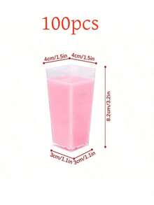 100个/套 3盎司/90毫升方形迷你甜点杯，透明塑料派对零食碗，适合生日婚礼派对 - 無色 - 查看 14