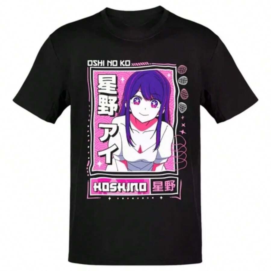 Anime Oshi No Ko Ai Hoshino Pink Kawaii T-Shirt Size S-5XL, Gift For - màu đen - Xem 1