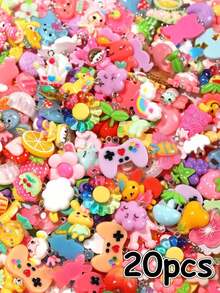 Random 10/20/30/40/50//150/200/500pcs Resin Accessories Set, Cute Sweet Girl Cartoon Decorations, Various Colors, Styles And Designs, More Quantity More Variety, Can Be Used As Keychains,, Bracelets, Dust Plugs And Other Pendants, Great Back-To-School Party Favors, Small Gifts - 20 cái - Xem 12