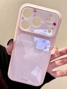 时尚可爱粉色波点亮面果冻手机壳，兼容 17 Pro Max、17 Pro、17、16 Pro Max、16 Pro、16、16、15 Pro Max、15 Pro Max、15 Pro、15，精美摄像头保护亚克力防震后盖，女孩礼物 - 粉底波點 - 查看 3
