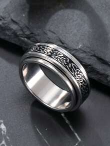 Stainless Steel Rotating Stress Relief Ring, Celtic Knot Stackable Rings, Unisex Summer Jewelry For Vacation - Ring - View 5