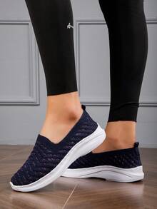 1 đôi giày lười nữ thoáng khí, nhẹ, thoải mái, mũi tròn, kiểu bohemian, màu tím, thích hợp cho mùa xuân/hè. - Màu tím - Xem 5