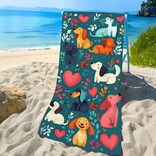 1pc Cartoon Dog Print Beach Towel, Soft Comfortable Lightweight Beach Towel, Suitable For Travel, Swimming, Diving, Surfing, Yoga, Camping, Beach Accessories - SSTJ11540 - View 6
