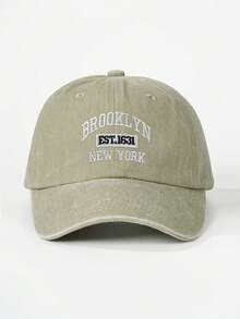 1顶Y2K刺绣字母“BROOKLYN NEW YORK”滑雪帽，透气防晒时尚水洗棒球帽，适合日常户外穿着、夏季、海滩、度假、节日、旅行 - 淺卡其 - 查看 3