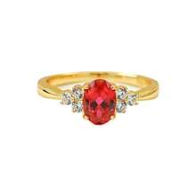 New Arrival Dreamy Encounter Series, Bouquet-Shaped Ring With Artificial Pigeon Blood Ruby, Micro-Inlaid , Elegant Design For Women (Fits Live Streaming & Cross-Border ) - 鴿血紅寶戒指 - 查看 10