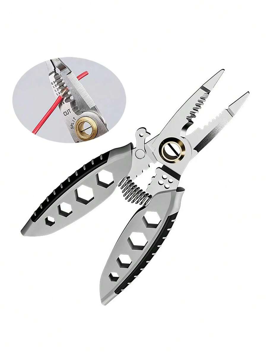 7-Inch Multi-Functional Wire Stripper - Professional Tool Gift, Electrician Crimping Pliers, Cable Stripping Scissors, Manual Tool