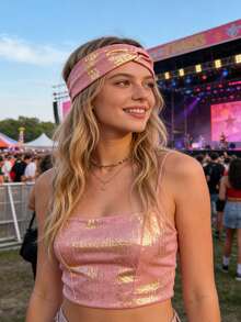 1条粉色扭结发箍，适合日常、音乐节、派对等场合，可爱粉色扭结发带 - 彩色 - 查看 1