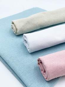 [4件組]50*50cm仿亞麻刺繡布料，粉色、米色、藍色、白色莫蘭迪低飽和色調，柔軟高級質感，適合DIY手工藝、小包製作與刺繡展示 - 仿亞麻布 - 查看 3
