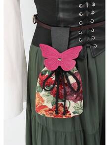 FURPHI Renaissance Belt Pouch Medeival Butterfly Drawstring Waist Bag Vintage Coin Purse Dice Bag Costume Accessories For LARP Ren Faire - D - 查看 2