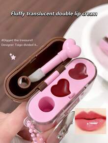 SHAQINUO 1pc Matte & Glossy Dual-Tone Lip Cream With Lip Brush, Moisturizing Long-Lasting Natural Versatile Portable Dual-Color - Nhiều màu - Xem 4