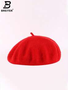 BREITER 1pc Women's Solid Color Wool Warm Beret Hat, French Style Classic Solid Color Beretless Beret, Suitable For Casual And Party Wear,Holiday,Festival - Multicolor - View 13