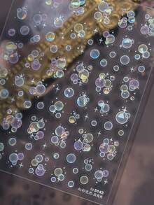 1张贝壳灵感极简透明美甲贴纸，珠光泡泡美甲贴花，美甲，美甲配件，美甲贴纸 - 彩色 - 查看 3