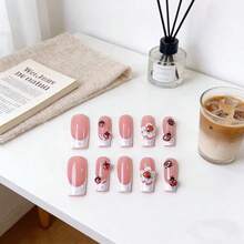 10片手工长管状白色法式波点假指甲，饰有可爱的草莓雕刻和瓢虫图案。手工白色3D雕刻和3D小瓢虫装饰，手工绘制白色法式指尖，点缀粉色波点和可爱的小草莓。优雅、浪漫、简约的按压式美甲，兼具奢华、性感和轻奢风格。适合日常佩戴、约会、音乐会和轻商务场合。是送给女性和女孩的理想礼物。 - 彩色 - 查看 9