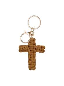手工编织十字架钥匙扣，耶稣钥匙扣，基督教汽车饰品，柔软编织十字架钥匙扣波西米亚风装饰，手提包挂件，优雅汽车装饰，背包挂件，手提包挂件，轻巧多用途，时尚美观，适合装饰车钥匙和手提包，复活节、母亲节、独立日礼物，送给母亲、父亲、毕业典礼和老师的礼物 - 彩色 - 查看 6