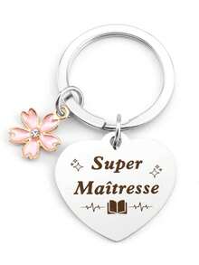 Teacher Keychain Gift; Principal Year-End Gift; School Assistant Year-End Gift; School Director Year-End Gift; Kindergarten Teacher Year-End Gift; Christmas Gift Slogan Casual Leisure Party Cute Street Elegant Zinc Alloy Teacher's Day - Silver - View 2