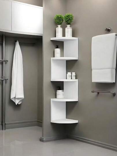 Estantería flotante de 7 niveles para esquina - Estantería de almacenamiento de esquina ahorradora de espacio, estructura de plástico resistente, instalación adhesiva fácil - Estilo moderno minimalista y bohemio, adecuada para sala de estar, dormitorio, baño, cocina - Organizador perfecto para libros, decoración, plantas - Ideal para apartamentos pequeños y oficinas en casa, unidad de estantería multipropósito con montaje adhesivo