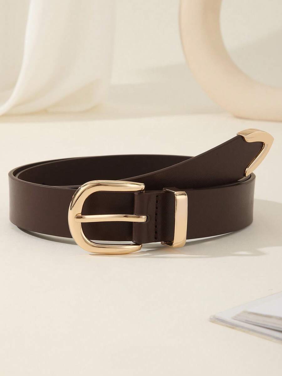 1 件金色 3 件套时尚金属扣腰带套装，适合女士连衣裙和牛仔裤夏季、秋季、万圣节 - 深棕色 - 查看 1