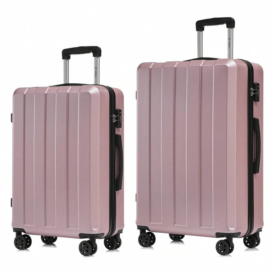 YONSLY 2‑Piece Suitcase Set 24/28 Inches With TSA Customs Lock YKK Zipper 4 Silent Wheels Travel Suitcase Large Suitcase Set For Family Outings - 玫瑰金 - 查看 1