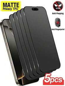 Bộ 5 miếng dán màn hình TPU mờ chống nhìn trộm (không phải kính), bảo vệ riêng tư, phủ toàn màn hình, chống bám vân tay, chống rơi vỡ, chống trầy xước, cảm ứng mượt mà, tương thích với iPhone 17 Pro Max/17 Pro/17 Air/17E/17/16 Pro Max/16 Pro/16 Plus/16/15 Pro Max/14 Pro Max/13 Mini/12/11/XS Max/XR/8+/7 Plus Series, quà tặng mùa xuân, sinh nhật. - 5 miếng dán mờ riêng tư - Xem 46