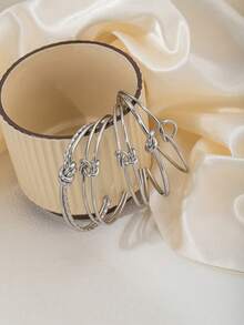 1件18K镀金扭绳手镯，可调节开口手镯，双扭绳+打结设计，适合周年纪念日、生日、母亲节、日常佩戴 - 蛋形手鐲 - 查看 4