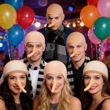 Adult Gru Costume Accessories Set - Bald Cap, Scarf And Nose, Suitable For Halloween And Parties - Black - View 2