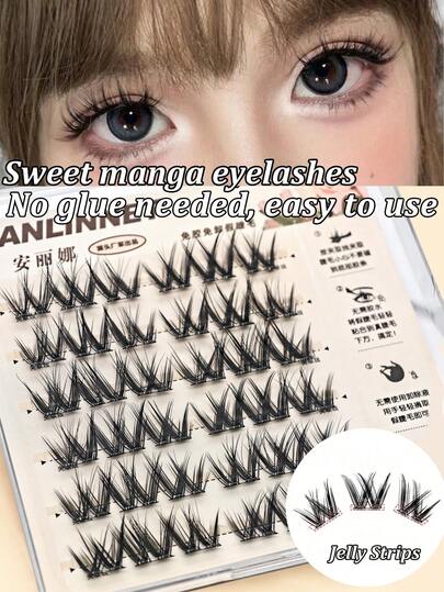 36PCS Wispy Lashes C Curling Manga Lashes Style Natural Look False Eyelashes – No Glue Needed, Lightweight Daily Wear, Reusable, , Instant 3-Second Press-On Lashes, Eye Lash Clusters,Individual Eyelashes,Lashes,Fake Lashes