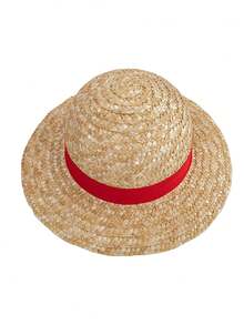 TOEI ANIMATION 1顶官方草帽海贼团卡通设计遮阳帽，透气宽檐夏季沙滩帽，户外旅行防晒帽，粉丝礼物 - 杏色 - 查看 5