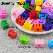 10 hạt acrylic có lỗ ở giữa, hạt chữ cái, dùng để làm trang sức DIY, đồ dùng xâu hạt và thủ công. - tự làm lấy - Xem 29