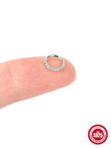 1 chiếc khuyên tai bạc 925 cao cấp, thời trang, đính đá Cubic Zirconia, thích hợp cho sụn tai, vành tai, lỗ xỏ mũi, vách ngăn mũi, kiểu bấm liền mạch, khuyên tai nhỏ, khuyên tai daith, khuyên tai tragus, lỗ xỏ vành tai cho nữ, phụ kiện thời trang sang trọng, trang sức dự tiệc, quà tặng. - Bạc - Xem 2