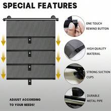 Suction Cup Retractable Blackout Curtain Sun Visor, Suitable For Car Side Windows, Portable Curtain Sunshade For Office, Home, Kitchen, Indoor And Vehicle - Sunshade Curtain - View 9