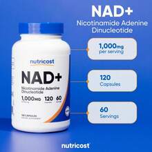Nutricost NAD+ Supplement 1,000mg Per Serving,120 Capsules (Nicotinamide Adenine Dinucleotide) - 60 Servings, Gluten-Free, Vegan - 120 片裝(1 包) - 查看 5
