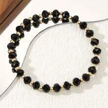 Handmade Boho Style Black Faux Crystal Adjustable Bracelet, Representing Protection And Courage, Perfect Jewelry For Daily Wear And Gift Giving - Multicolor - View 7