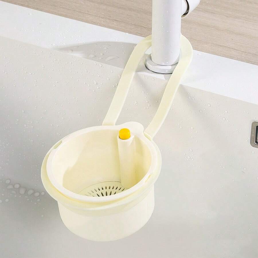 1个免提挤压式沥水篮，食物残渣过滤器，悬挂式厨房水槽沥水篮，一键挤压式沥水篮，厨房植物架，水龙头沥水篮，独立式沥水篮，厨房收纳篮，海绵沥水篮，抹布沥水篮，水槽沥水悬挂袋，水龙头洗碗海绵收纳架，厨房用品水槽悬挂篮