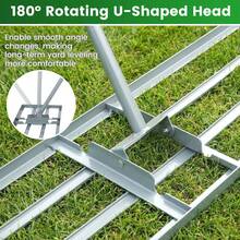 COSTWAY Lawn Leveling Rake With Adjustable Handle And Rotating U-Head For Topsoil, Silver - A - View 4
