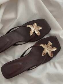 New Fashion Casual Slip-On Kitten Heel Sandals, Suitable For Summer Daily Commute Outfit - Brown - View 7