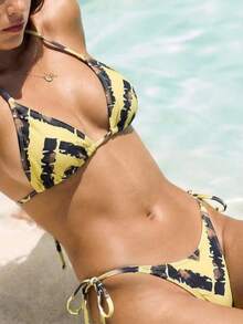 Women's New Design Sense Bikini, Summer Romantic Striped Printed Beach Holiday Set - Multicolor - View 5