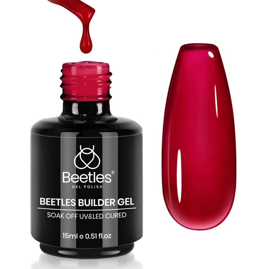 Beetles Builder Gel For Nails-Cover Nude Translucent 8 In 1 Nail Thickening Strengthening Building Apex - 1Pcs 15Ml Jelly Red - 查看 1