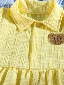 Bộ 2 món đồ mùa hè mới, chất liệu vải jacquard, họa tiết gấu dễ thương, cổ bẻ, tay ngắn, kiểu dáng thường ngày, thời trang. - Nhiều màu - Xem 7