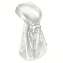 Men's Silk Durag, With Elastic Band - Solid Color Fashion Headwrap, Suitable For Casual, Comfortable, Sports And Outdoor Activities. Breathable And Soft, Unisex, Pirate Style Durag, Pirate Hat, Pirate Costume. - trắng - Xem 12